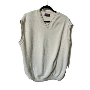 Vintage Timber Bay Sweater Vest Mens L Off White Textured Waffle Grandpa Academi